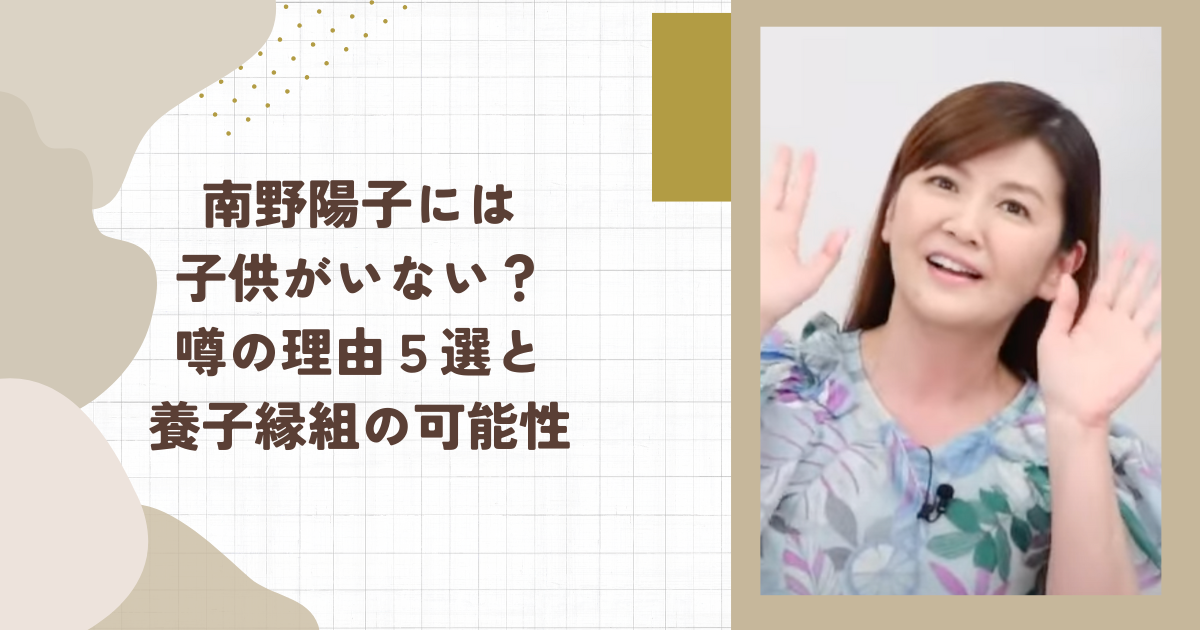 南野陽子には子供がいない？噂の理由５選と養子縁組の可能性(タイトル画像)